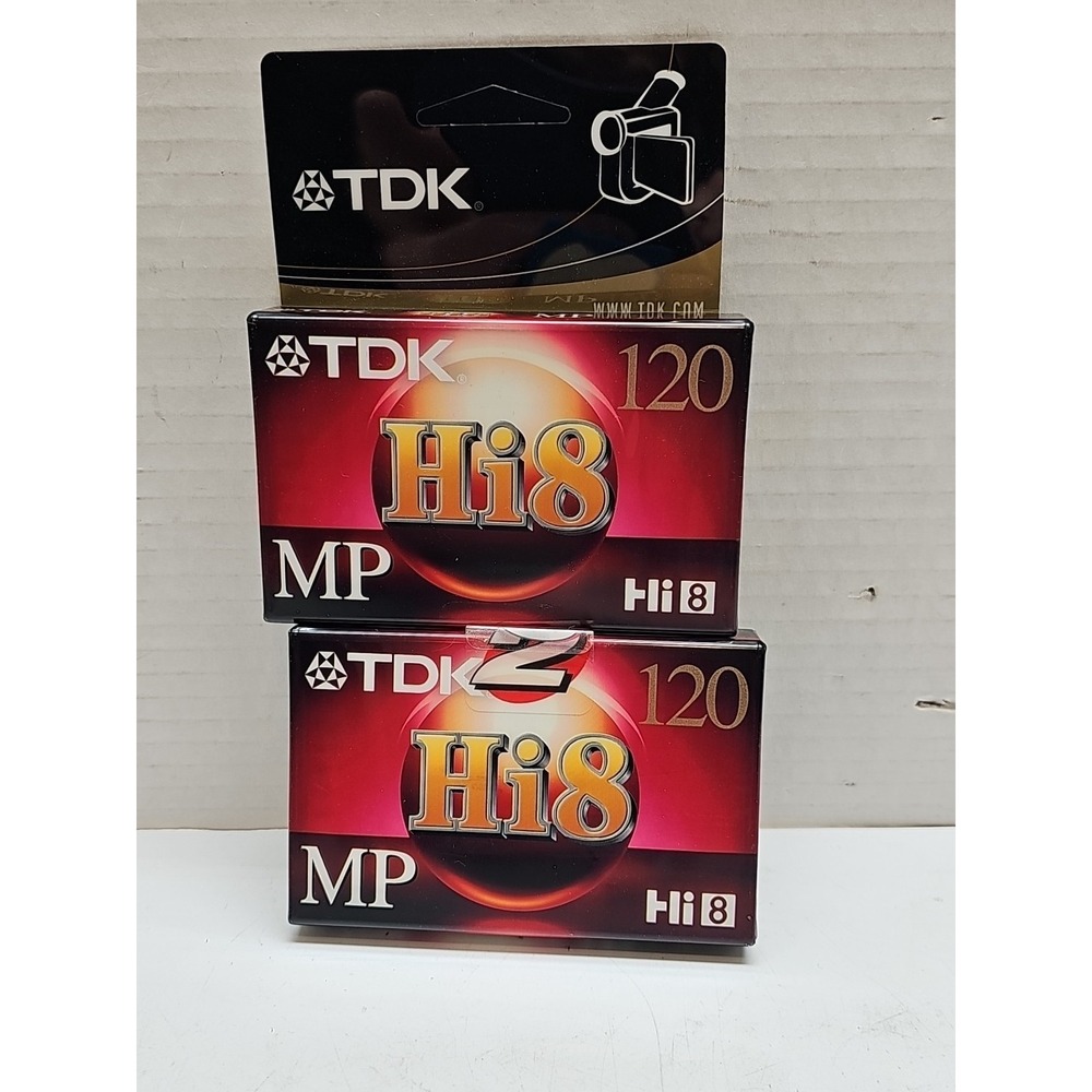 QTY 2  TDK Hi8 120 MP Video Cassettes, Tapes - Sealed